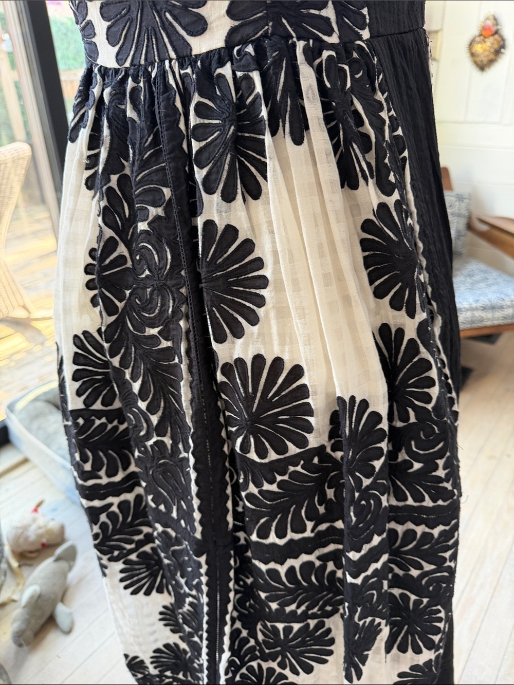 Ulla Johnson Black and White Floral Embroidered Maxi Dress - Picture 3 of 5